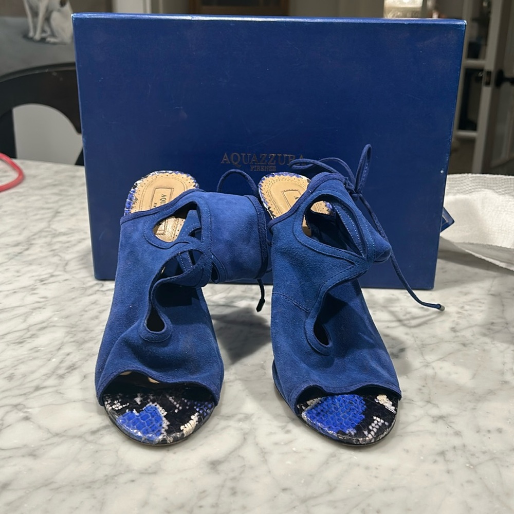 Aquazurra Sexy Thing Heel- suede and snake